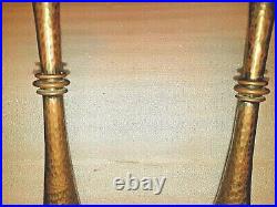 Very Rare! Pal Bell Israel Candlsticks Brass& Glass Holy Sabbath Judaica Jewish