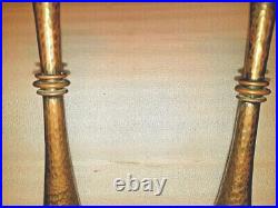 Very Rare! Pal Bell Israel Candlsticks Brass& Glass Holy Sabbath Judaica Jewish