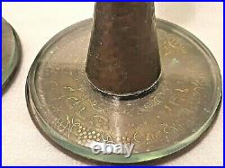 Very Rare! Pal Bell Israel Candlsticks Brass& Glass Holy Sabbath Judaica Jewish