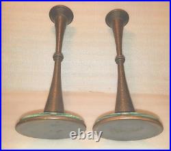 Very Rare! Pal Bell Israel Candlsticks Brass& Glass Holy Sabbath Judaica Jewish