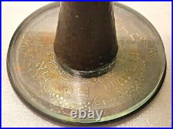 Very Rare! Pal Bell Israel Candlsticks Brass& Glass Holy Sabbath Judaica Jewish