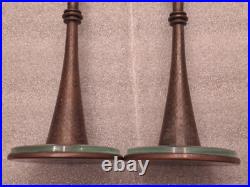 Very Rare! Pal Bell Israel Candlsticks Brass& Glass Holy Sabbath Judaica Jewish