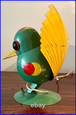 Very Rare Rare Art Deco Futuristic Woolfie Bird Lamp By Walter Von Nessen