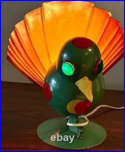 Very Rare Rare Art Deco Futuristic Woolfie Bird Lamp By Walter Von Nessen