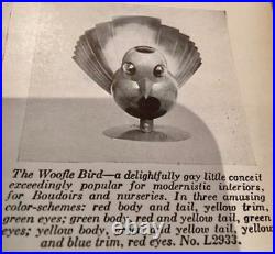 Very Rare Rare Art Deco Futuristic Woolfie Bird Lamp By Walter Von Nessen