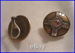 Very Rare Retired James Avery Silver 925 Brass Garnet Dome Earrings Pendant 12g