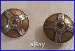 Very Rare Retired James Avery Silver 925 Brass Garnet Dome Earrings Pendant 12g