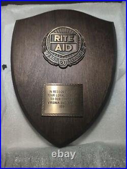 Very Rare Rite Aid 20 Year Service Plaque With Box And Signed Note