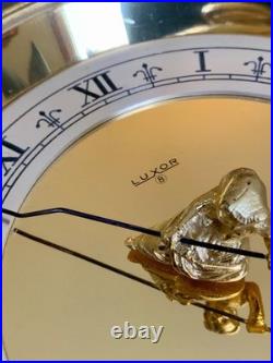 Very Rare SWISS Luxor 8 Annular Table Clock 8Day Philosopher Pole Silver Dial