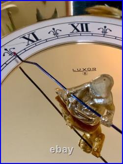 Very Rare SWISS Luxor 8 Annular Table Clock 8Day Philosopher Pole Silver Dial