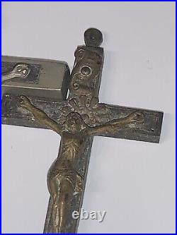 Very Rare Set Of 2 INRI Cross Crucifix Pendants With Skull And Crossbones
