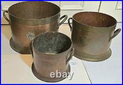 Very Rare Set Of 3 Copper & Brass 19th. C. Harrisburg, Pa. Dry Measures