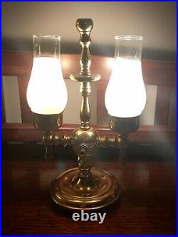 Very Rare Small Two Globe Desk/Table Lamp Well Made Heavy Brass