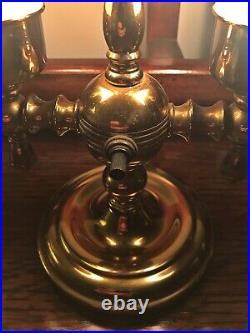 Very Rare Small Two Globe Desk/Table Lamp Well Made Heavy Brass