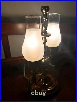 Very Rare Small Two Globe Desk/Table Lamp Well Made Heavy Brass