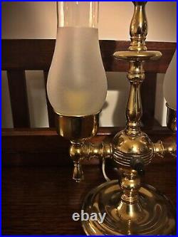 Very Rare Small Two Globe Desk/Table Lamp Well Made Heavy Brass