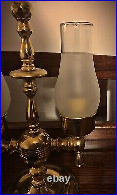 Very Rare Small Two Globe Desk/Table Lamp Well Made Heavy Brass