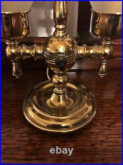 Very Rare Small Two Globe Desk/Table Lamp Well Made Heavy Brass