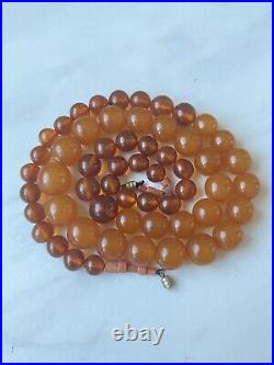 Very Rare Soviet Amber Beads with Natural Coral, 33 inches