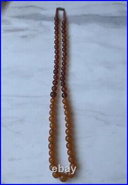 Very Rare Soviet Amber Beads with Natural Coral, 33 inches