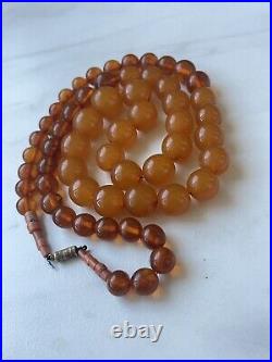 Very Rare Soviet Amber Beads with Natural Coral, 33 inches