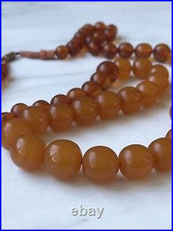 Very Rare Soviet Amber Beads with Natural Coral, 33 inches