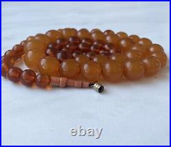 Very Rare Soviet Amber Beads with Natural Coral, 33 inches