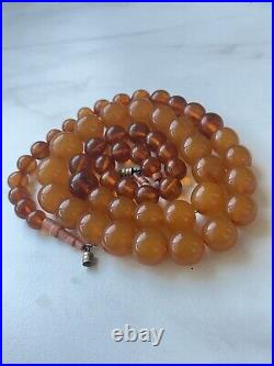 Very Rare Soviet Amber Beads with Natural Coral, 33 inches