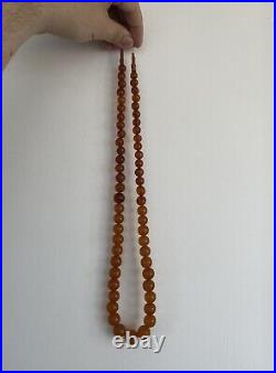 Very Rare Soviet Amber Beads with Natural Coral, 33 inches