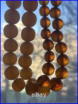 Very Rare Soviet Amber Beads with Natural Coral, 33 inches