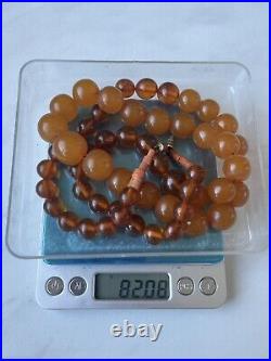 Very Rare Soviet Amber Beads with Natural Coral, 33 inches