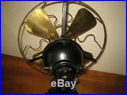 Very Rare Sprauge Lundel Motor DC 12 Inch Brass Fan All Original