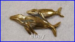 Very Rare Steven Burr Art Studio Brass Humpback Whale 1970's Vintage Pendant