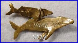 Very Rare Steven Burr Art Studio Brass Humpback Whale 1970's Vintage Pendant