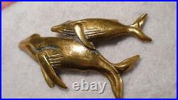 Very Rare Steven Burr Art Studio Brass Humpback Whale 1970's Vintage Pendant