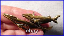 Very Rare Steven Burr Art Studio Brass Humpback Whale 1970's Vintage Pendant
