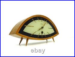 Very Rare Stunning 60s MID Century Vintage Teak Eyeball Desk Clock By Urosa