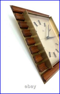 Very Rare Stunning Mid Century Danish Modern Teak Brass Wall Clock by Diehl