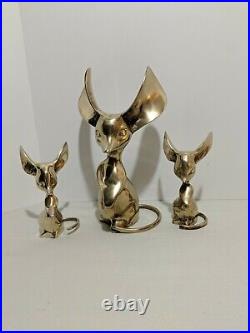 Very Rare, Three Brass Mice Sold as a set, solid brass