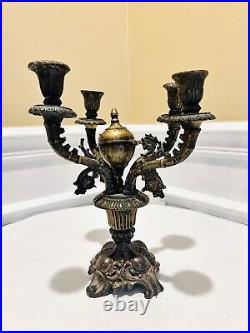 Very Rare Unique Antique Franch Brass Candle Holder