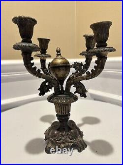 Very Rare Unique Antique Franch Brass Candle Holder