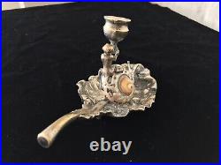 Very Rare Unusual Victorian Brass Monkey Snail Mop Shell Candlestick Holder