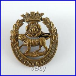 Very Rare VC Brass 2nd Volunteers Battalion York & Lancaster Officers Cap Badge