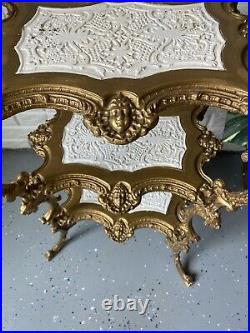 Very Rare Victorian Style Antique Solid Brass Three Tier Corner Table