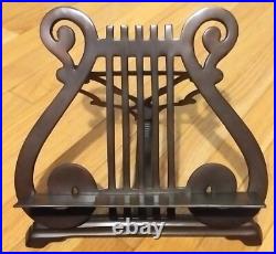 Very Rare Vintage 10x11 Heavy Brass Lyra Harp Notes Book Cookbook Stand Holder