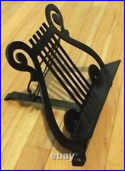Very Rare Vintage 10x11 Heavy Brass Lyra Harp Notes Book Cookbook Stand Holder