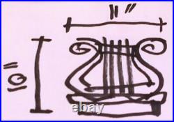 Very Rare Vintage 10x11 Heavy Brass Lyra Harp Notes Book Cookbook Stand Holder