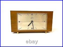 Very Rare Vintage 60s MID Century Teak Brass Feet Desk Clock By Junghans Ato Mat