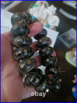 Very Rare, Vintage African Bone/horn Beaded Bracelet With Brass Prayer Beads