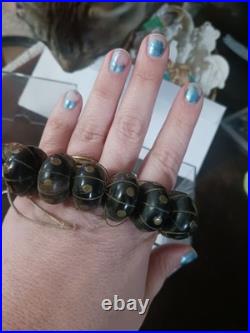 Very Rare, Vintage African Bone/horn Beaded Bracelet With Brass Prayer Beads